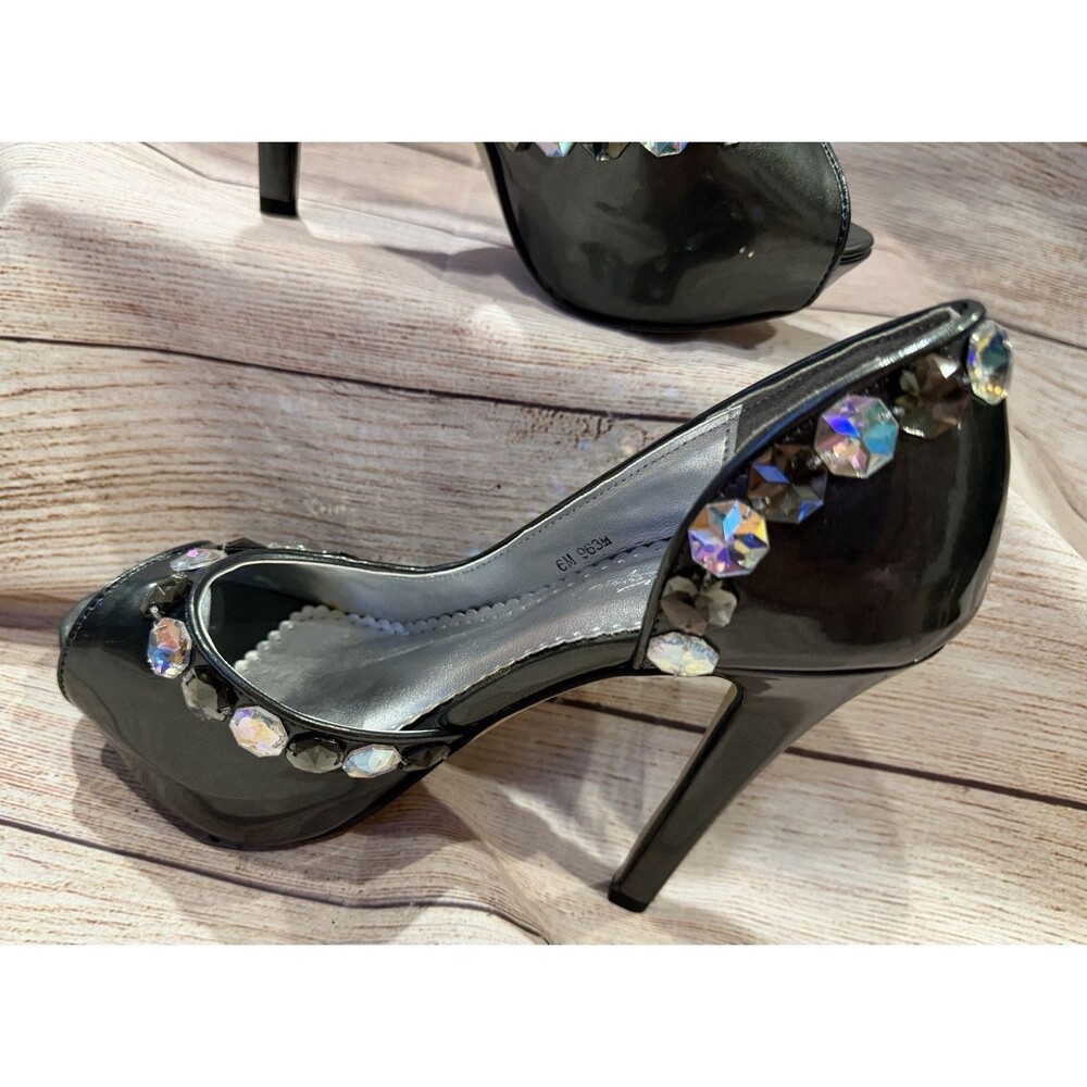 Johnathan Kayne Womens Galactica 963 Pewter Platform Heels Crystals size 6 - Picture 3 of 11